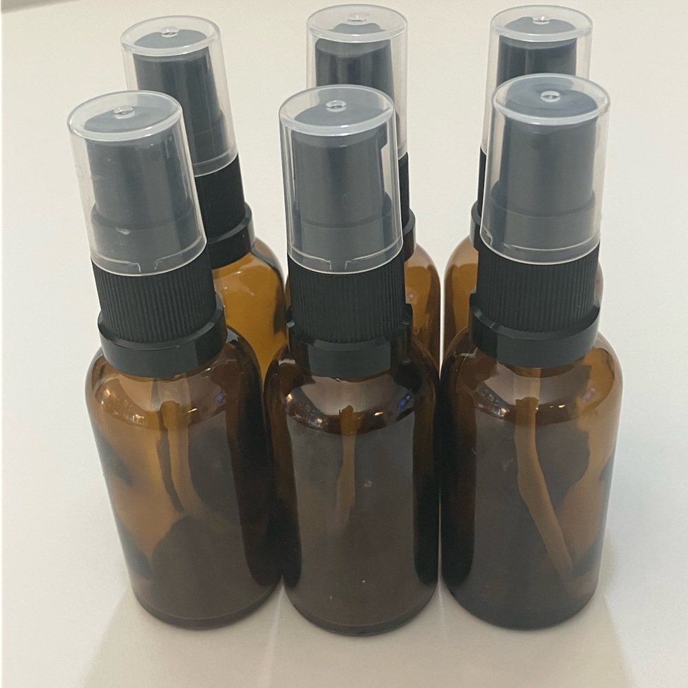 Set of 6 Amber Glass Lotion/Soap Pump Bottles